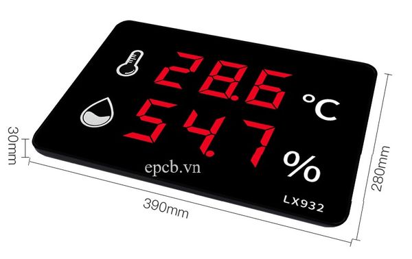 Đồng hồ đo nhiệt độ và độ ẩm hiển thị trên màn hình LED EP-LX932