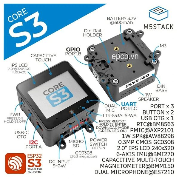 M5Stack CoreS3 ESP32S3 loT Development Kit