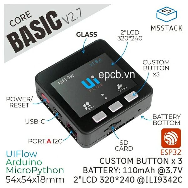 M5Stack ESP32 Basic Core loT Development Kit V2.7