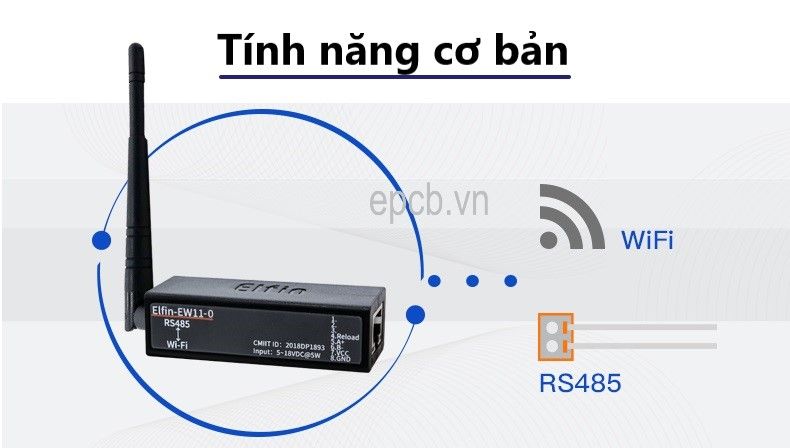 Bộ chuyển đổi tín hiệu RS485 Modbus RTU sang WiFi Elfin EW11