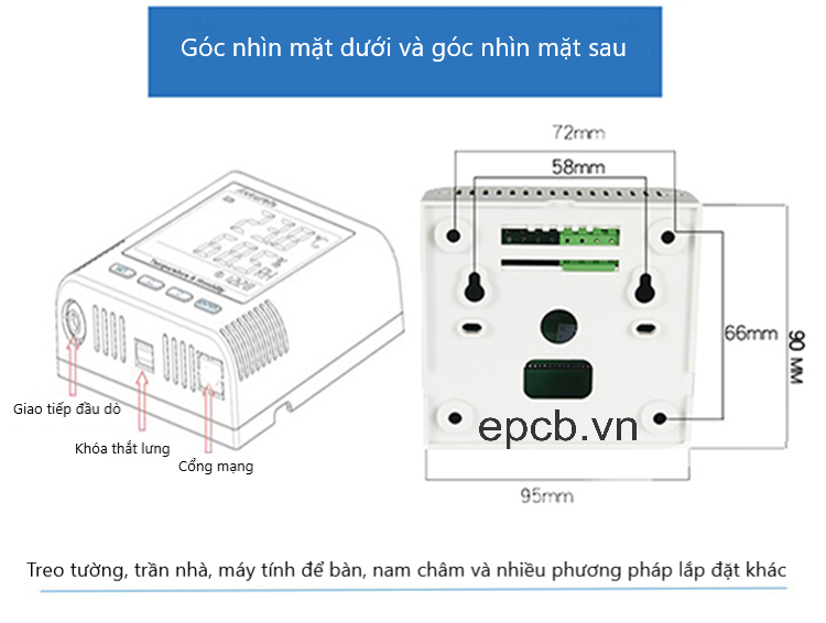 Thiết bị đo nhiệt độ độ ẩm kết nối mạng LAN RJ45 giám sát từ xa TH40N-E