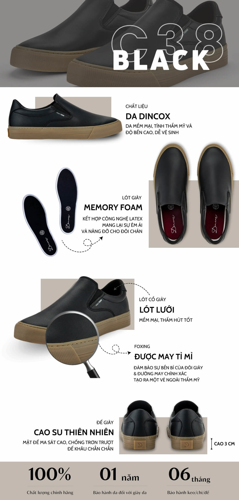 Mô tả mẫu giày da lười cho nam C38 Black