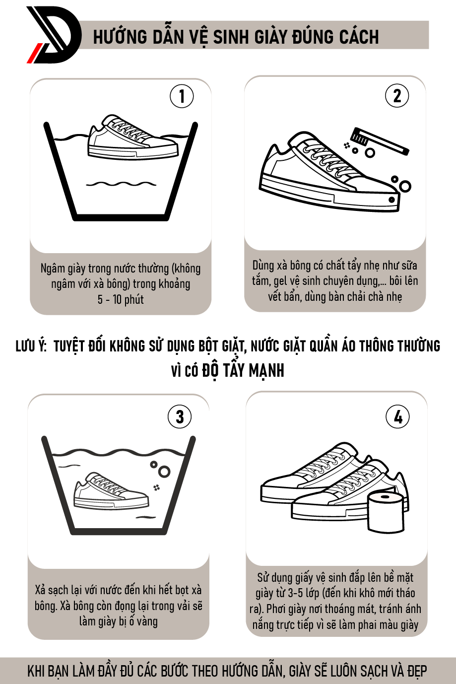 hướng dẫn giặt giày không bị ố vàng Dincox