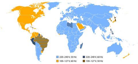Điện áp sử dụng tại các quốc gia trên thế giới