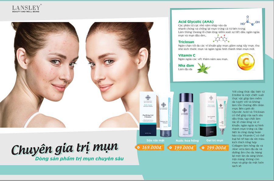 DÒNG SẢN PHẨM TRỊ MỤN CHUYÊN SÂU BEAUTY BUFFET LANSLEY ANTI - ACNE ADVANCED SOLUTION