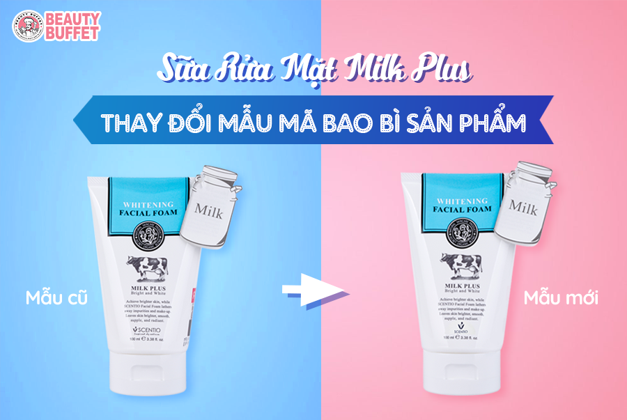 Thay đổi bao bì mới Sữa rửa mặt tạo bọt con bò Scentio Milk Plus-Beauty Buffet