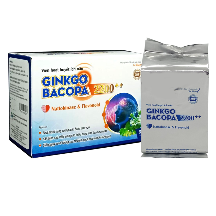 Thông báo sản phẩm mới Thực phẩm bảo vệ sức khỏe Viên hoạt huyết ích não Ginkgo Bacopa 2200++