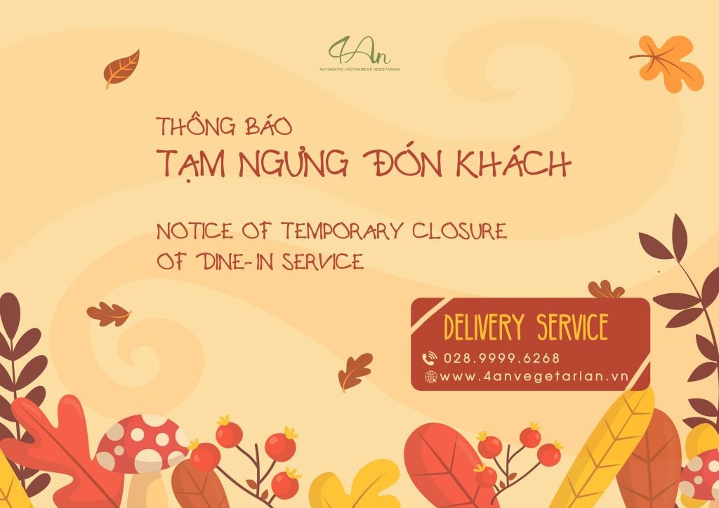 THÔNG BÁO – 4AN TẠM ĐÓNG CỬA QUÁN - CHỈ PHỤC VỤ GIAO HÀNG