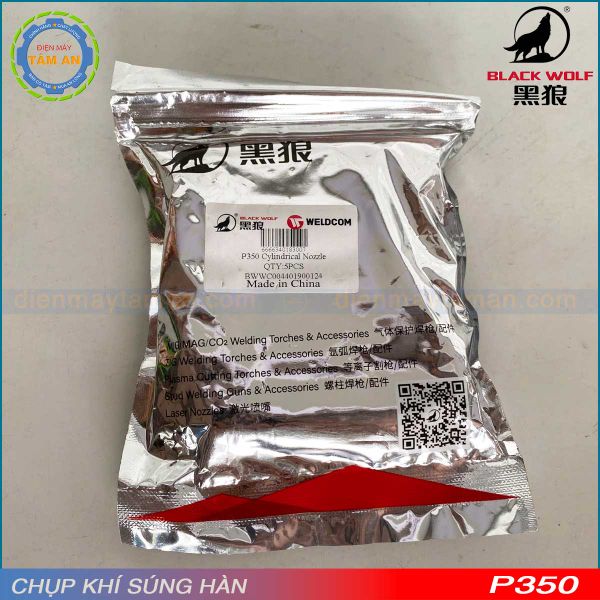 Chụp khí súng hàn P350 Black Wolf