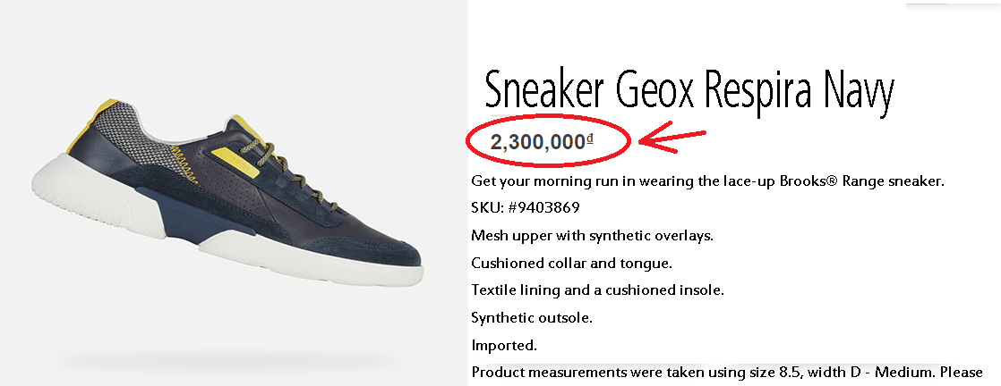 Giày Sneaker Thể Thao Geox Patent Da Mềm Màu Navy Big Size Men