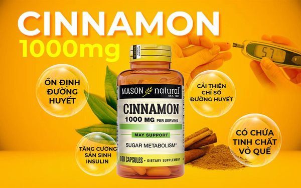 Hỗ trợ chuyển hóa đường Cinnamon 1000mg Mason