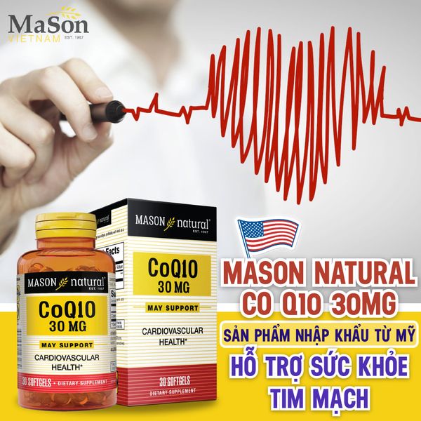 Mason Natural CoQ10 30mg hỗ trợ sức khỏe tim mạch lọ 30 viên