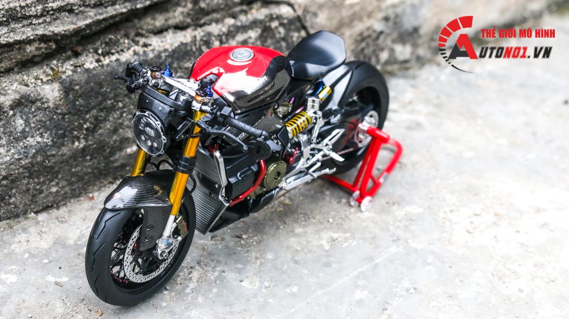 Mô hình xe cao cấp Ducati 1199 Panigale Cafe Racer Grey Red cao cấp nồi khô