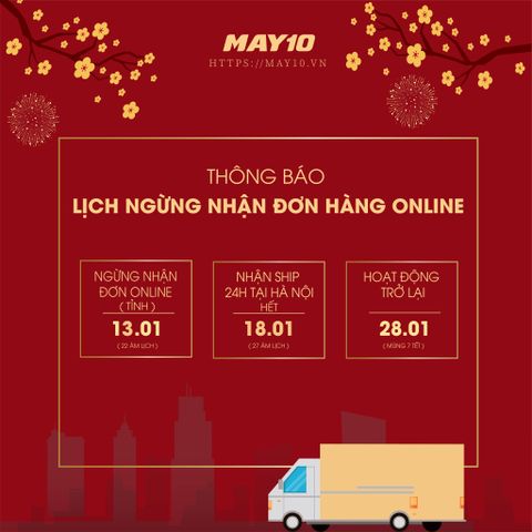 THÔNG BÁO LỊCH NGỪNG NHẬN ĐƠN HÀNG ONLINE
