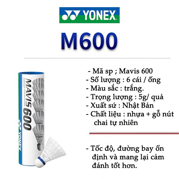cầu nhựa yonex mavis 600 chính hãng