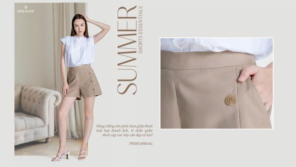 SUMMER SHORTS ESSENTIALS - QUẦN SHORT CẠP CAO NỮ 