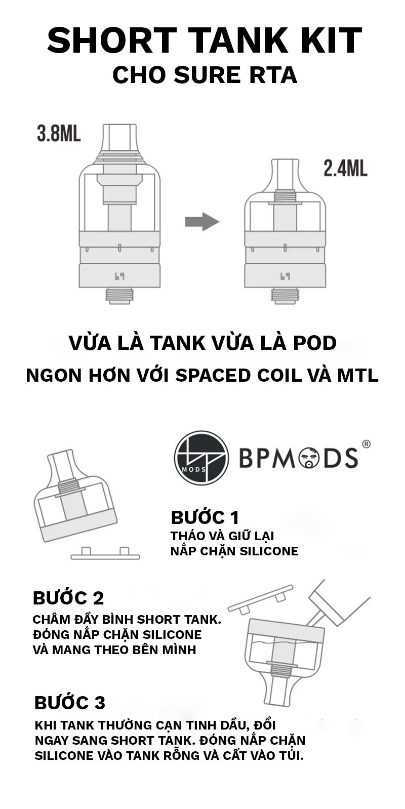 BP Mods Sure RTA short tank kit