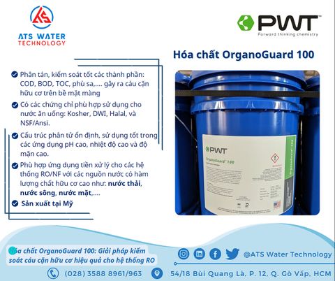 OrganoGuard 100: Hóa chất chống cáu cặn hữu cơ hiệu quả cho hệ thống RO