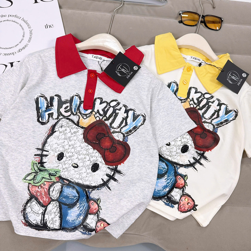 áo thun bé gái kitty cổ polo