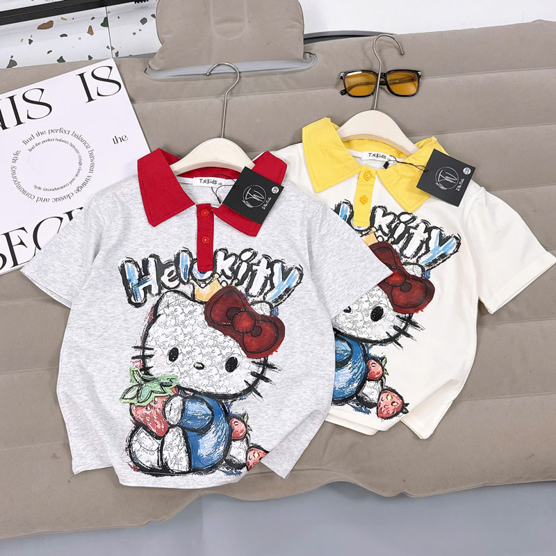 áo thun bé gái kitty cổ polo