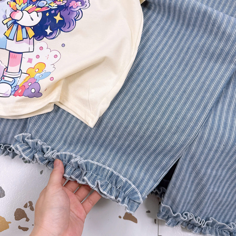 Bộ thun dài bé gái cô gái tóc hoa