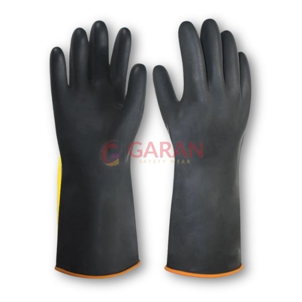 Găng tay cao su đen chống hóa chất, axit, kiềm dài 35 - 55cm