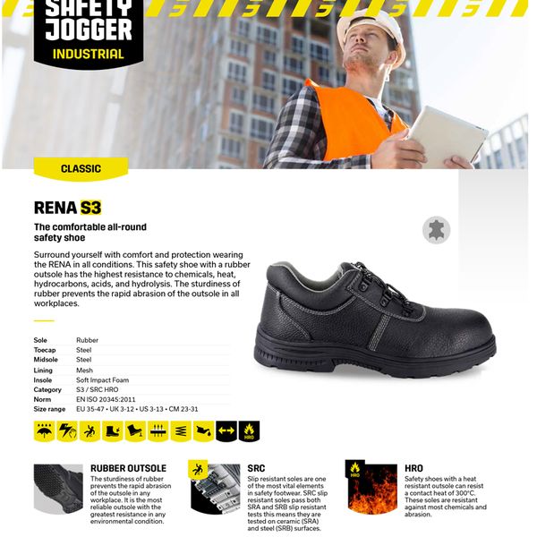 Giày Bảo Hộ Công Trình Safety Jogger RENA S3