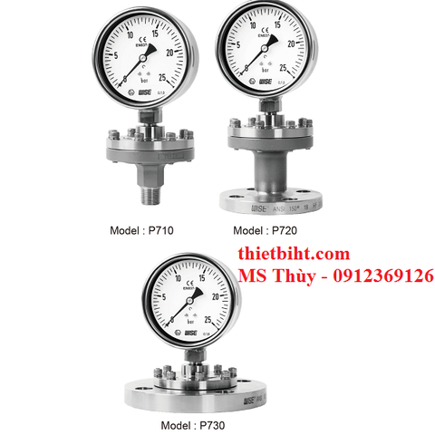 Đồng hồ áp suất dạng màng Wise Model P710-P720-P730