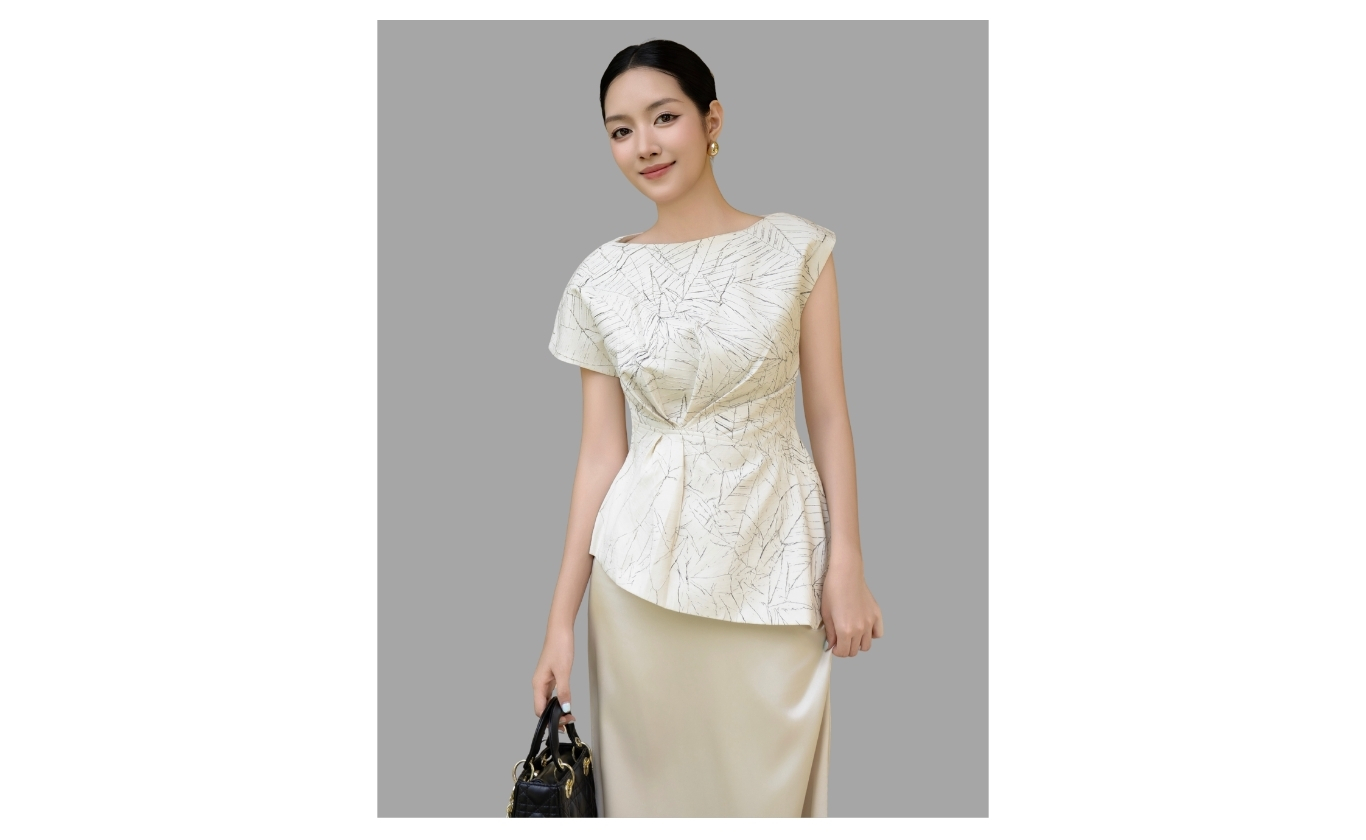 Áo kiểu công sở peplum vân dập A4497B - Ảnh sản phẩm