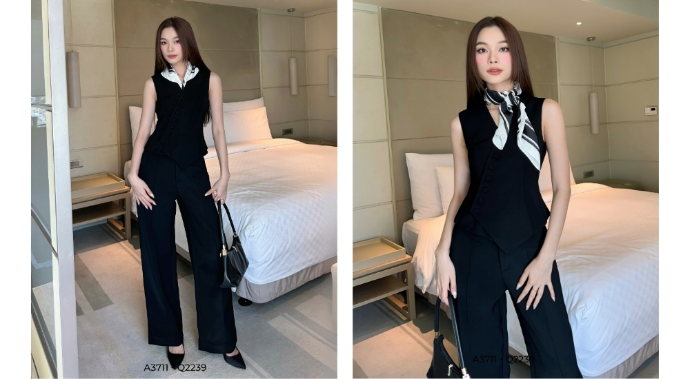 áo gile quần suông