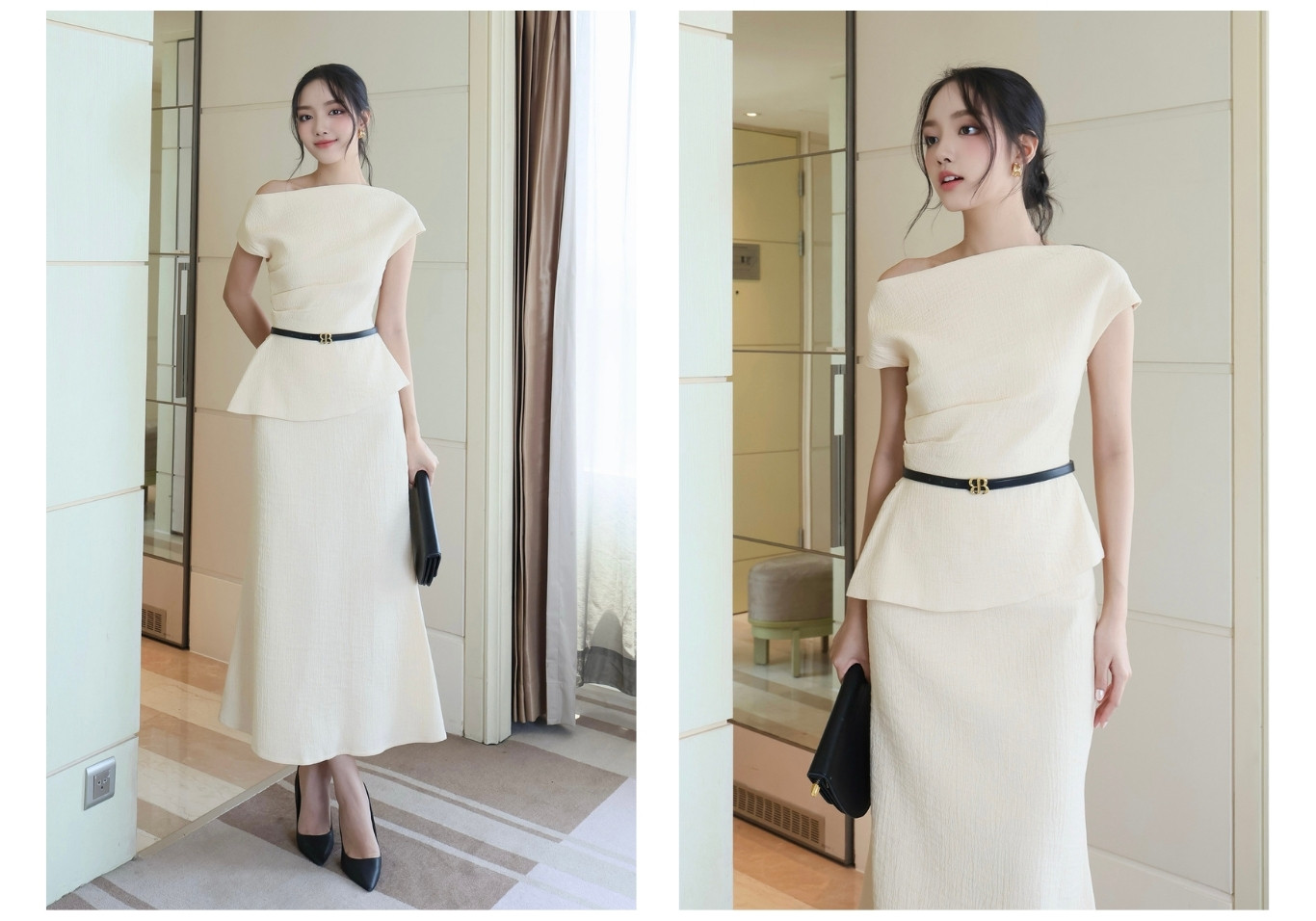 Chân váy xòe chữ A tiệc dài V4318B - Ảnh lookbook