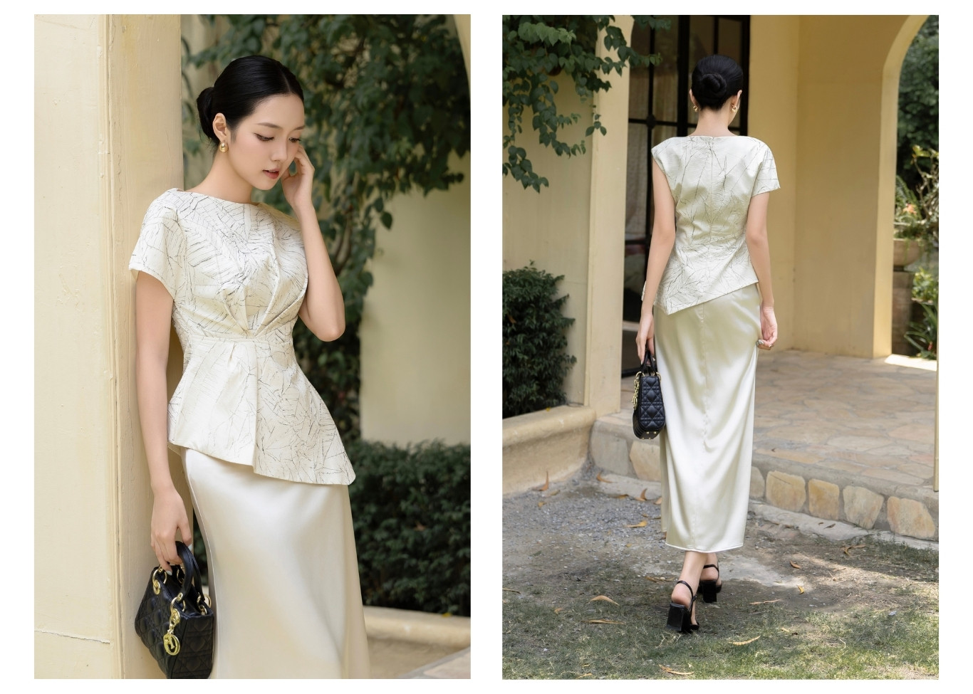 Áo kiểu công sở peplum vân dập A4497B - Ảnh lookbook