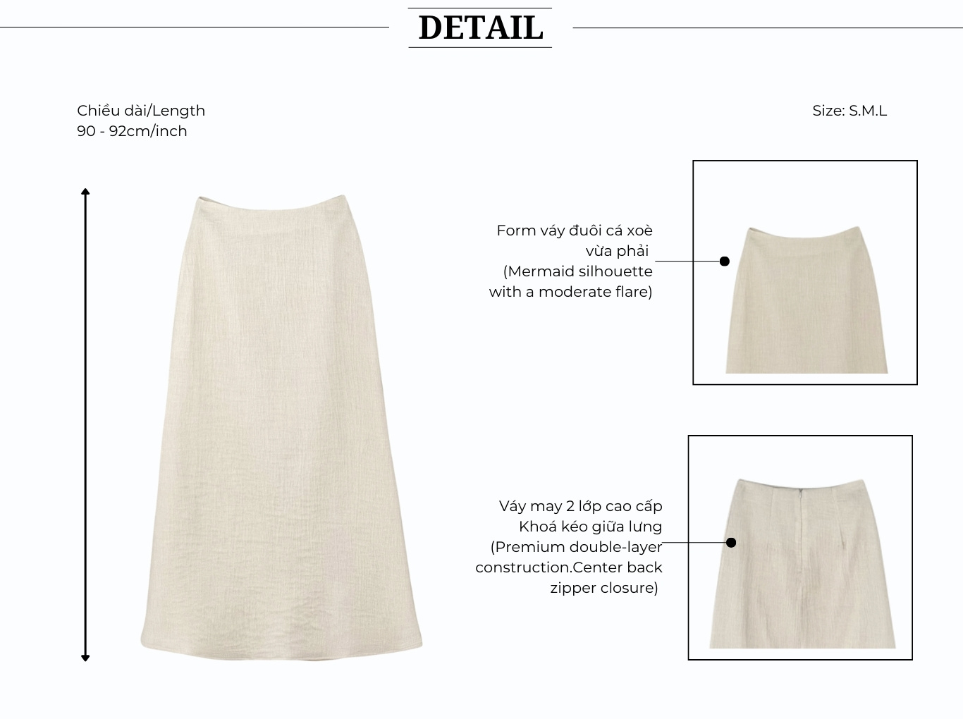 Chân váy xòe chữ A tiệc dài V4318B - Thiết kế chi tiết