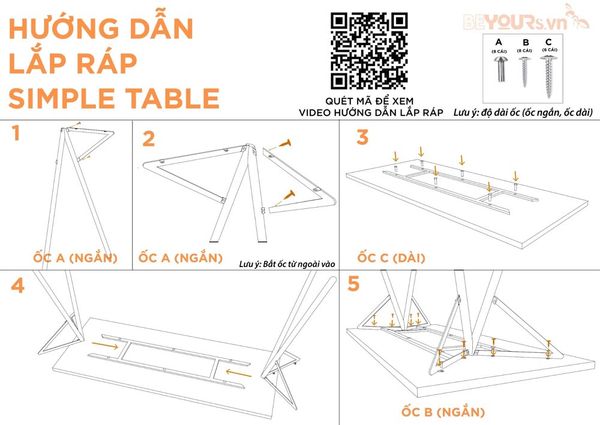 hướng dẫn lắp ráp bàn làm việc simple table