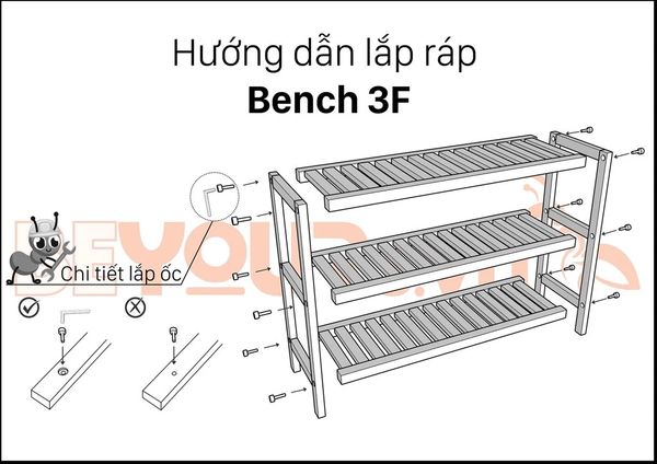 hướng dẫn lắp ráp kệ bench 3f