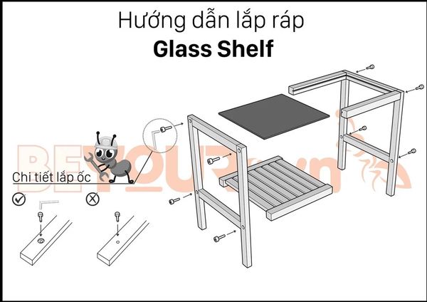 hướng dẫn lắp ráp kệ glass shelf