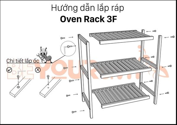hướng dẫn lắp ráp kệ oven rack 3f
