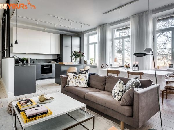 Thiết kế nội thất phòng khách chung cư phong cách Bắc Âu