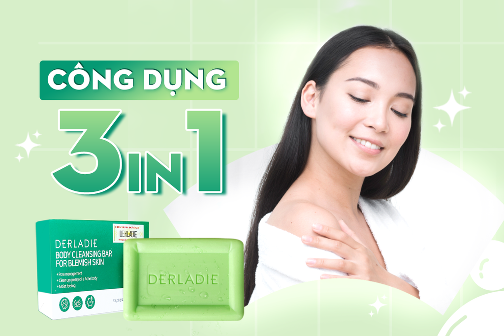Review công dụng 3 trong 1 của xà phòng giảm mụn Derladie