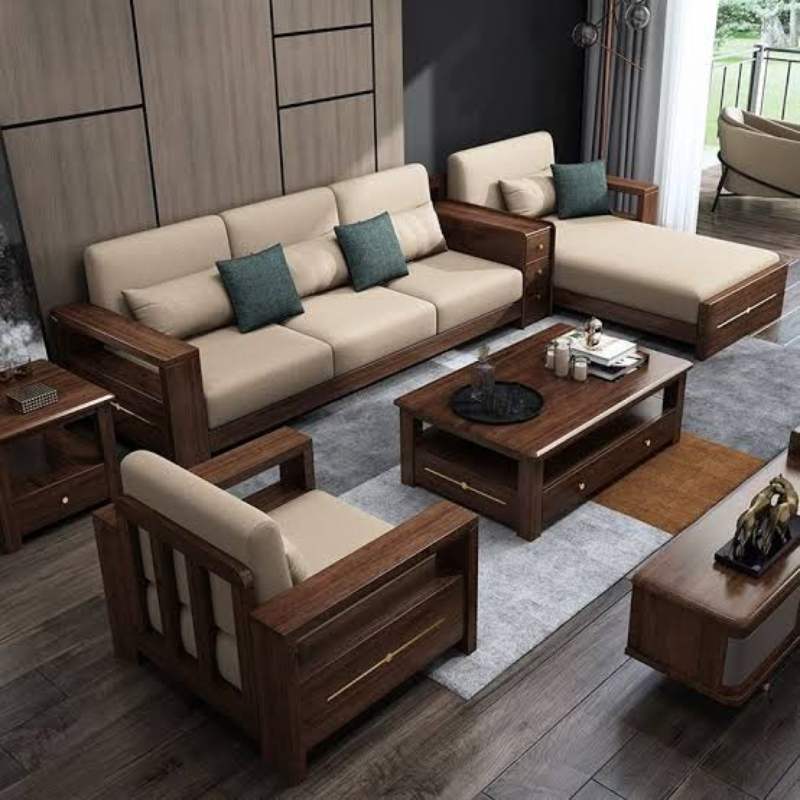 Ghế sofa phòng khách bằng chất liệu gỗ cao cấp