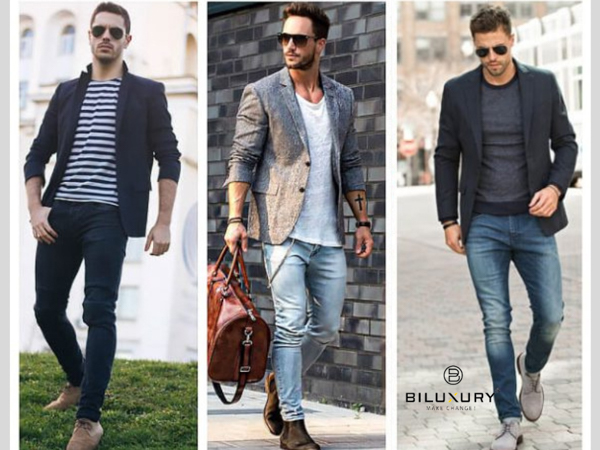Áo vest, blazer kết hợp quần jeans