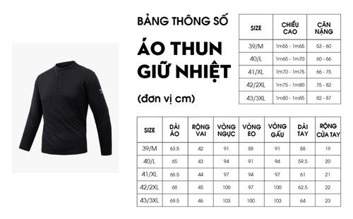 Hướng dẫn chọn size áo giữ nhiệt nam chi tiết, chính xác