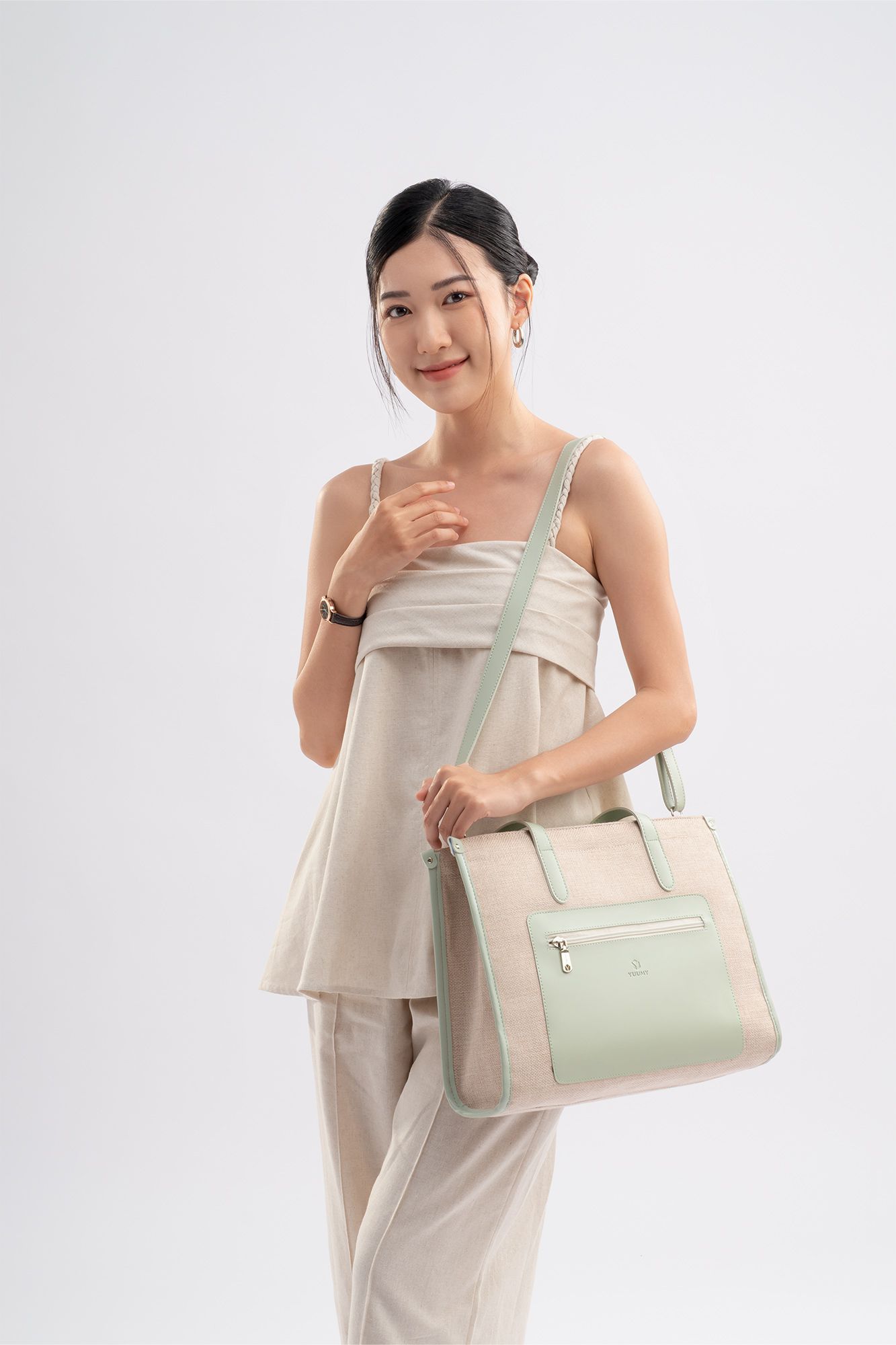 Túi đeo vai da nữ hình chữ nhật họa tiết chần chỉ Yuumy Seasand YN211