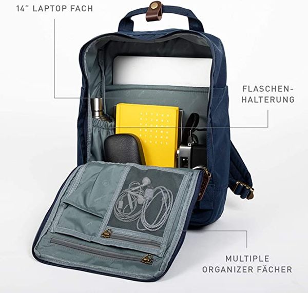 The backpack has a laptop compartment