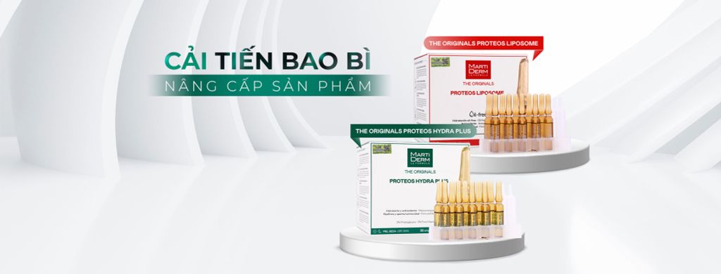 THÔNG BÁO THAY ĐỔI BAO BÌ SẢN PHẨM MARTIDERM THE ORIGINALS PROTEOS LIPOSOME VÀ MARTIDERM THE ORIGINALS PROTEOS HYDRA PLUS