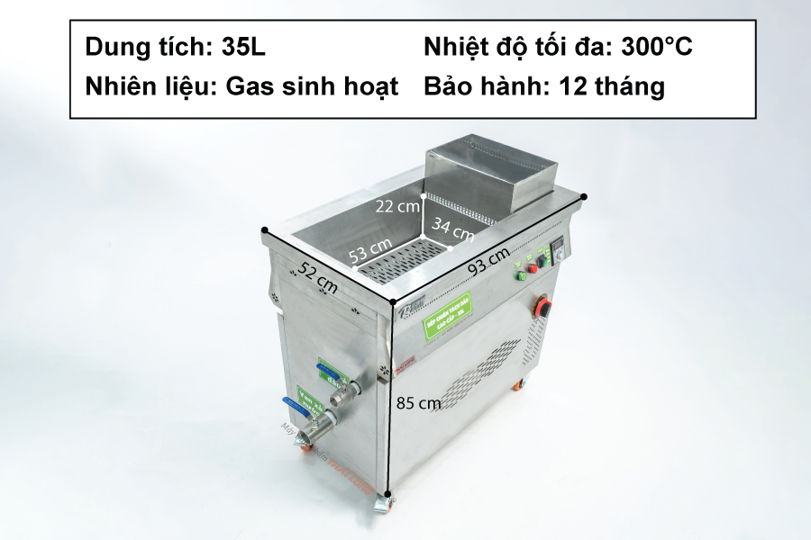 Thông số sản phẩm Bếp chiên tách dầu 35L dùng Gas