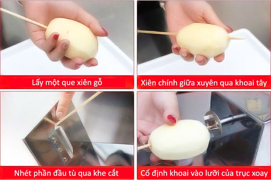 hướng dẫn cắt khoai tây lốc xoáy - Máy Thái Long