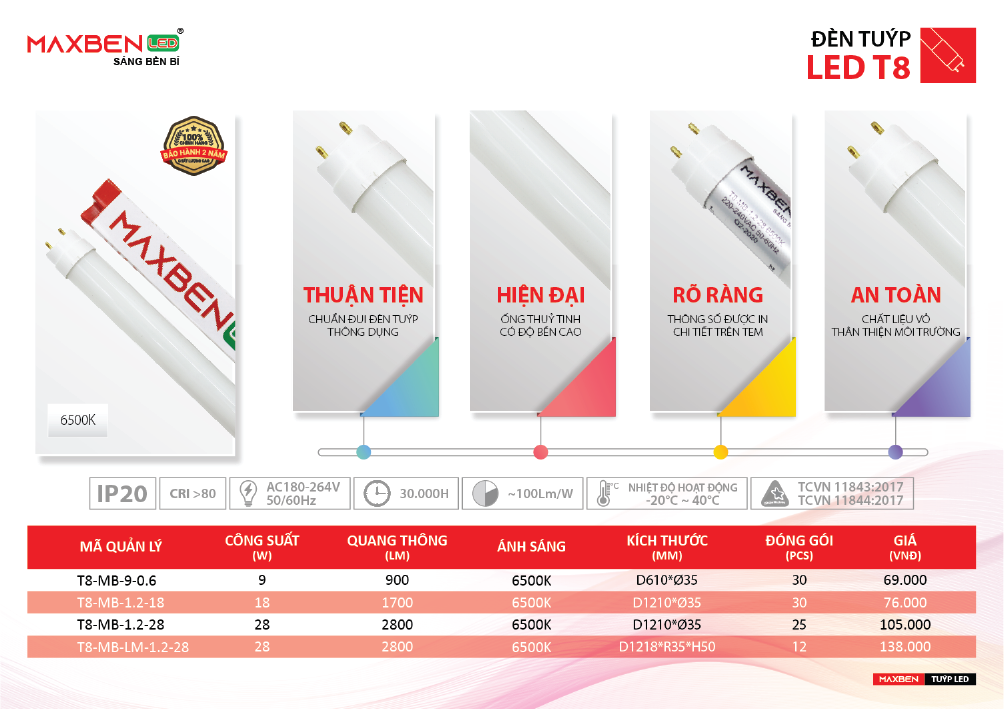 đèn led tuýp maxben