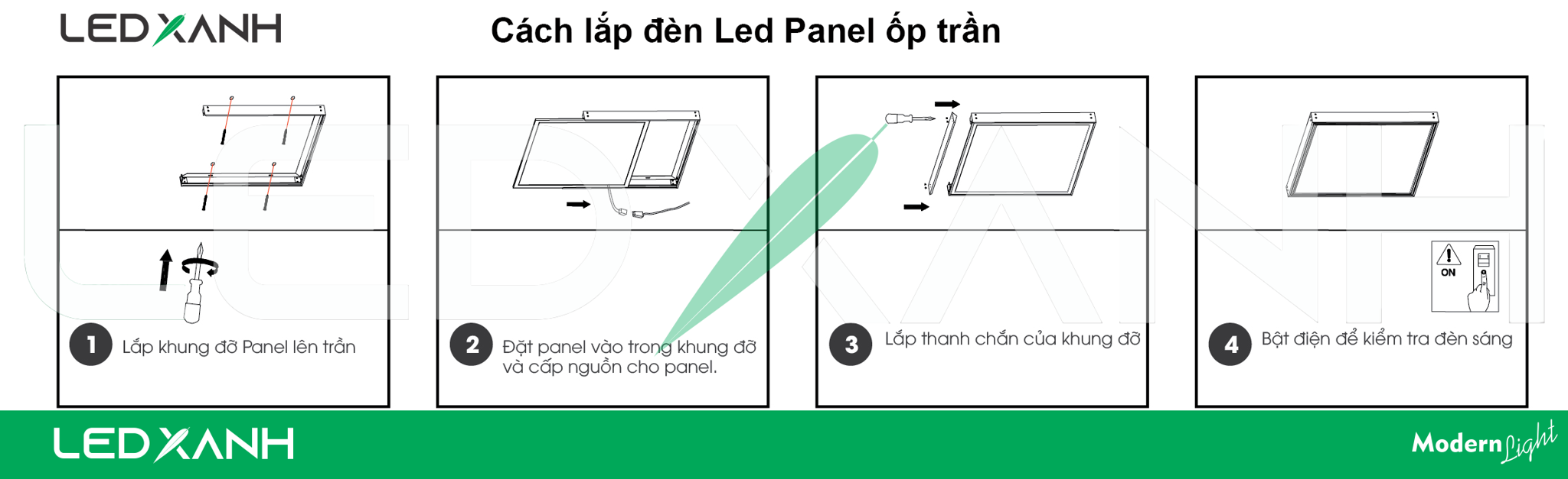 Cách lắp đèn Led Panel ốp trần