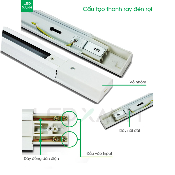 cấu tạo thanh ray đèn led